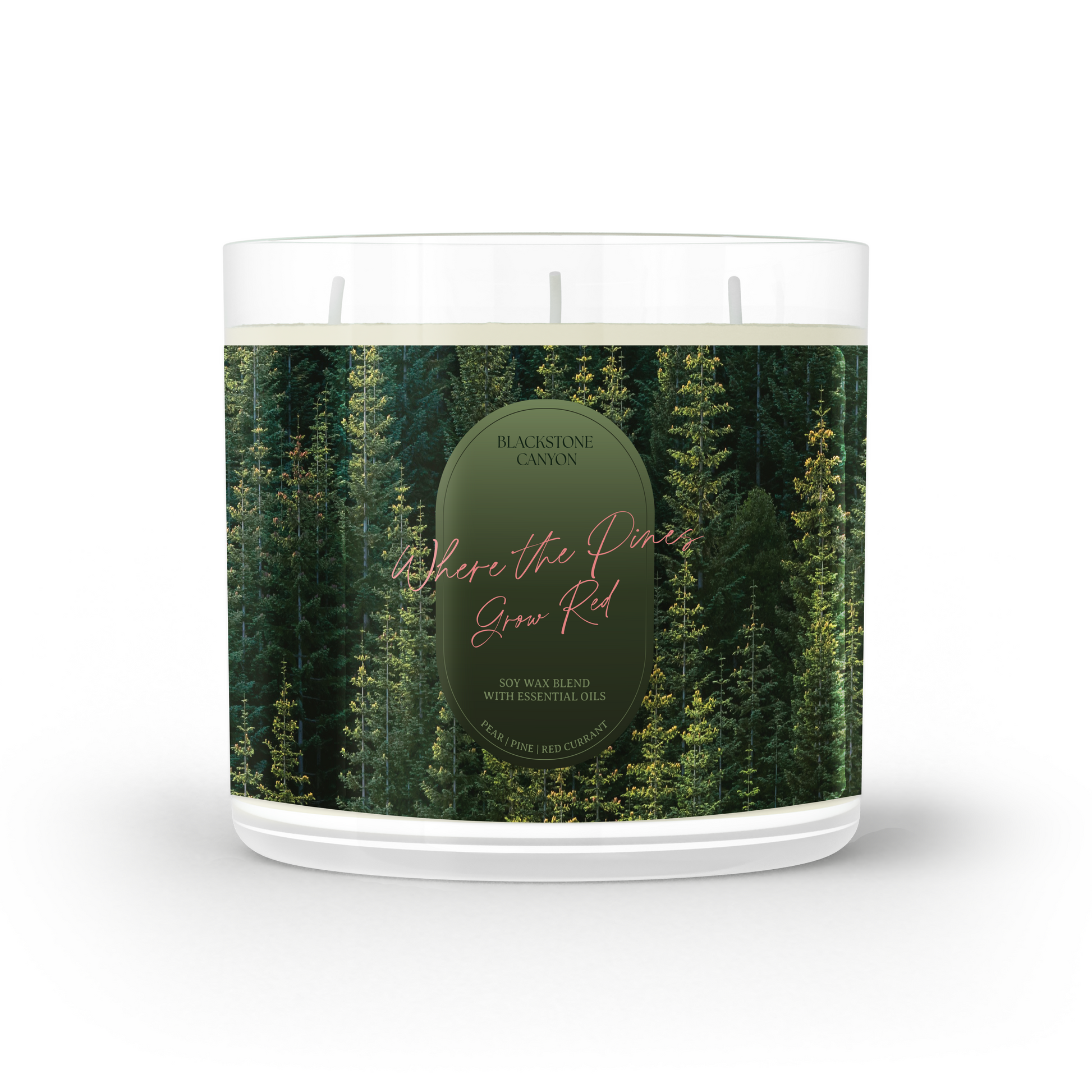 Where the Pines Grow Red 3 Wick Candle